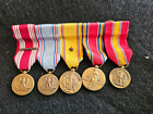 5 Us Wwii Mini Medals On Medal Bar Excellent Condition