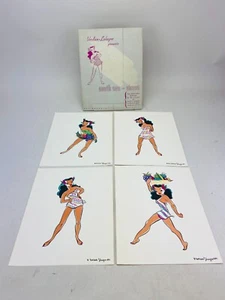 Verdan Lolayne 1941 Sirenas del Mar del Sur ¡¡¡4 dibujos en acuarela!!! Pinup TIKI. - Imagen 1 de 10