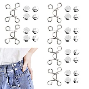 6 Set Pant Waist Tightener Adjustable Waist Buckle Set Jean Buttons Pins No-S... - Picture 1 of 6