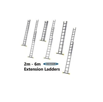 2 3 4 5 6m Square Rung Double Triple Section Extension Aluminium Ladder Trade - Image 1 of 4