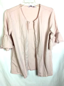 Cárdigan de felpa tejido acogedor frente abierto cualquier cuerpo talla L rosa B26*H - Imagen 1 de 4