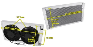 AL Champion 1 Row 25x13" Dual Pass Drag Racing Radiator,Shroud,10" Fans,1.5,1.5 - Imagen 1 de 7