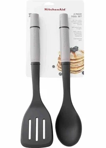 KitchenAid 2 Piece White Slotted Turner / Basting Spoon Set - Picture 1 of 1