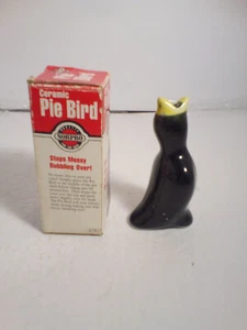Ceramic PIE BIRD Norpro Baking tool 4" Oven Safe Steam Vent BLACK Bird - Picture 1 of 2