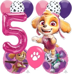 Anagram Paw Patrol Girls Birthday Party Foil Balloon Bouquet Set 5th Birthday - Picture 1 of 1