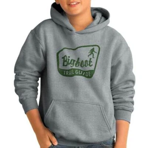 Funny Outdoor Bigfoot Trial Guide Hiking Youth Hooded Sweatshirt Boy or Girl - Picture 1 of 3