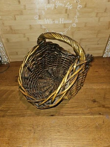 Wicker Rattan Woven Gathering Basket With Handle, 15" X 10" - Picture 1 of 9