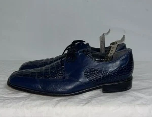 Stacy Adams Delray Leather Caiman Shoes Mens 10 BlueDress Shoes - Picture 1 of 11