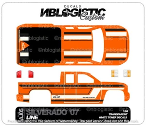 '07 Chevy Silverado Custom WaterSlide Decal "fit" or for hot wheels 1/64 02 - Bild 1 von 3