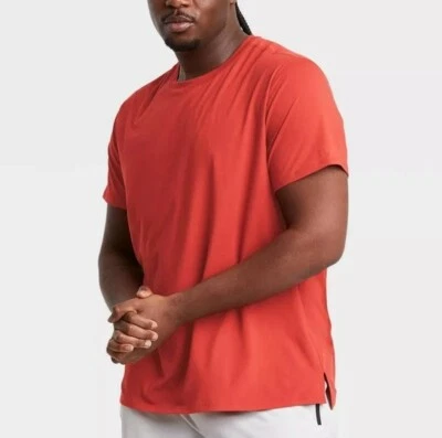 All Motion Mens Short Sleeve Soft Gym T-shirt L Orange Rust Athletic Dri Fit - Изображение 1 из 4
