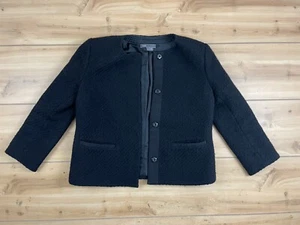 Dark Academia Vince Blazer Women's Sz 4 Black 3/4 Sleeve Wool Blend Textured  - Picture 1 of 9
