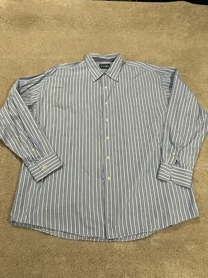 Vintage Gitman Bros Shirt Mens 17.5 35 Blue White Stripe Dress Button USA Made - Image 1 of 4