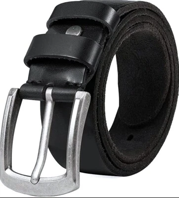 ✅Vollrindleder Büffel 4 cm Breit Herren Schwarz Braun Gürtel Belt Schnalle XXL - Bild 1 von 4
