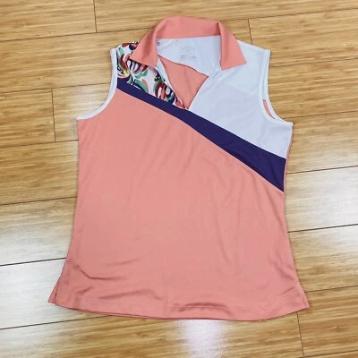 Monterey Club Women's Fountain Floral Print Block Active Tank Medium - Image 1 of 3