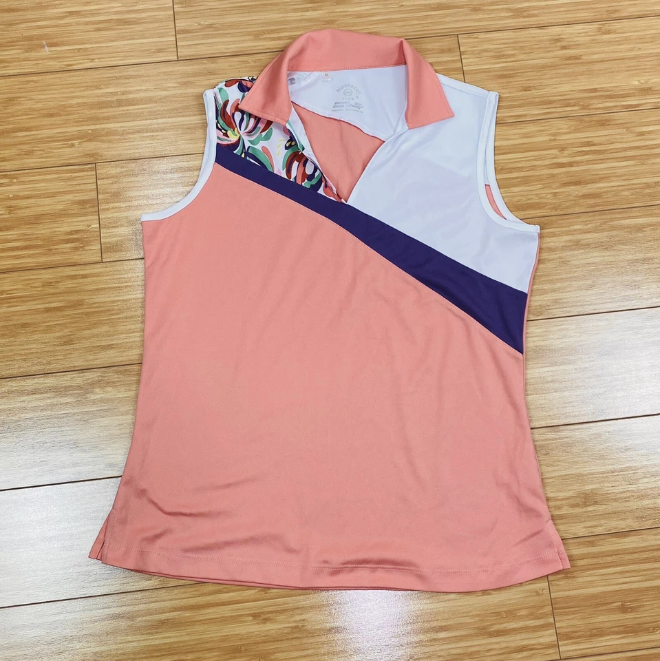 Monterey Club Women's Fountain Floral Print Block Active Tank Medium - Image 1 of 3