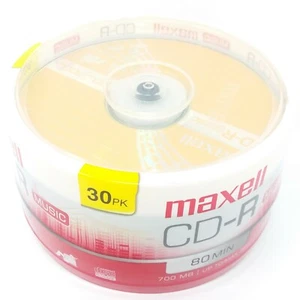 MAXELL CD-R 80 Minutes Music CD 30 PK 700 MB Spindle New Sealed - Picture 1 of 4