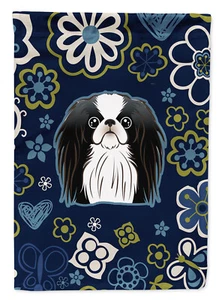 Blue Flowers Japanese Chin Flag Garden Size BB5081GF - Picture 1 of 5