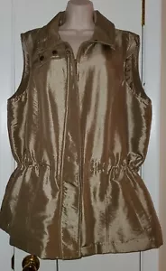 Coldwater Creek Zipper/Snap Vest XL Shiny Gold - Picture 1 of 4