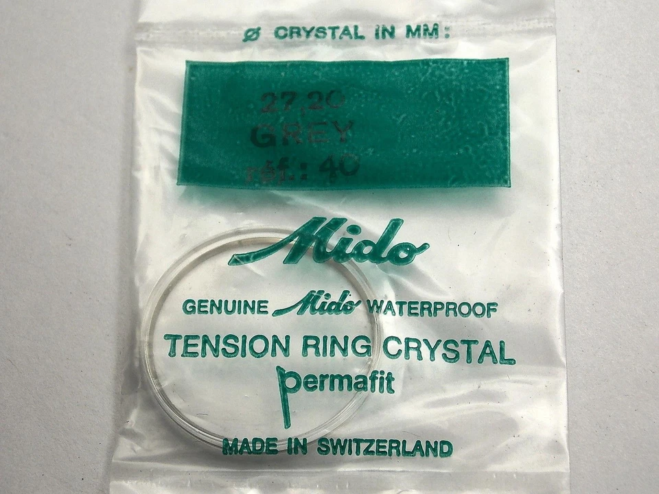 Anillo de Tensión Gris 27.20mm Impermeable Permafit Ref#40 Mido Reloj Vintage Cristal Foto 1 de 1