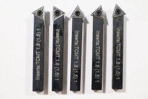 5 PIECE SET, 1/4" INDEXABLE TURNING TOOLS W/ TCMT 21.5 INSERTS INSTALLED   B541 - Picture 1 of 6