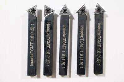 5 PIECE SET, 1/4" INDEXABLE TURNING TOOLS W/ TCMT 21.5 INSERTS INSTALLED   B541 - Image 1 of 4