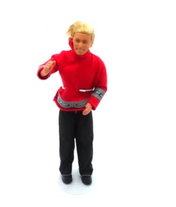 Vintage 1990's Ken Doll With Blonde Hair Wearing Red Ken Sport Shirt Black Pants - Picture 1 of 15
