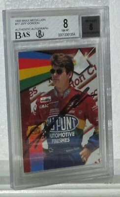1995 MAXX MEDALLION JEFF GORDON #17 AUTOGRAPHED CARD NM-MT 8, 8 AUTO BY BECKETT - Image 1 of 4