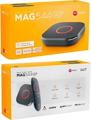 Genuine Infomir MAG 544W3 WIFI Mag Box 544 Infomir WIFI Model 2023 MAGBOX UHD B - Image 1 of 4