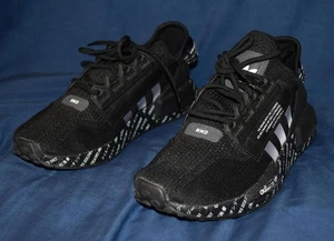 Adidas NMD R1 V2 Men's 6 Women's 7 Script Black Sneakers Shoes Lace-Up Trainers - Picture 1 of 8