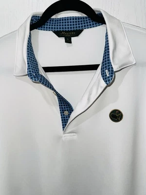 Camisa polo branca golfe Masters 1934 colarinho contraste GG Berckmans Place Millar HTF - Imagem 1 de 4