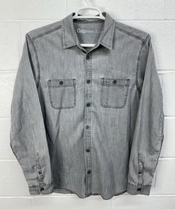 Camisa de Trabajo Gap 1969 Icon Gris Denim/Manga Larga Con Botones/Grande Para Hombre - Imagen 1 de 5