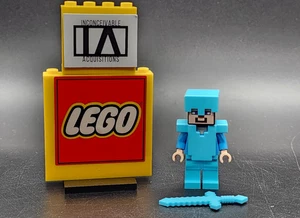 LEGO Minecraft Steve in Armatura Diamante Completa con Spada Minifigure - min015 - Foto 1 di 5