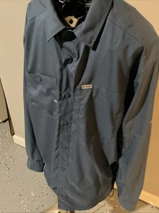 Camisa de Senderismo Columbia Para Hombres Talla M Azul Abotonada Omni Tono Ventilada E4 - Imagen 1 de 10
