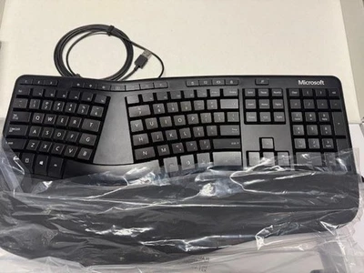 Microsoft LXM Black Wired Ergonomic USB Keyboard - Image 1 of 3