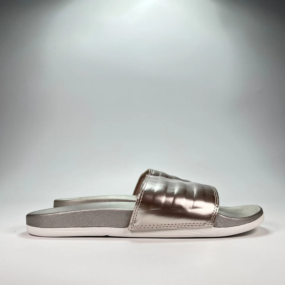 Adidas Adilette Silver Comfort Slide Lightweight Sandals FY7898 Women's Size 9 - Image 1 of 4