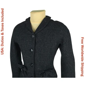 Paule Ka Harris Tweed Womens Gray Wool Blazer Jacket Size FR 40 (M) - Picture 1 of 15