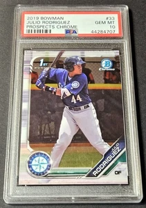 2019 Bowman Chrome 1st Julio Rodriguez Rookie Prospect #BCP-33 Mariners PSA 10 - Picture 1 of 2
