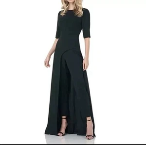 Kay Unger Beautiful Black Davina Maxi Walk-Through Jumpsuit Size 10 Career wear - Picture 1 of 11