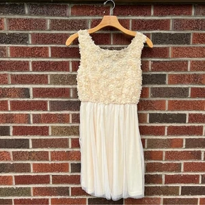 Alythea Cream White Floral Mesh Tulle Sleeveless Mini Dress - Picture 1 of 4