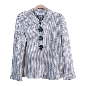 Willow Chevron Long Sleeve Swing Jacket Career Work Academia Preppy Women's S - Picture 1 of 6