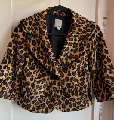 Blazer chaqueta halógena con estampado de leopardo de piel sintética para mujer talla XS patrón de tendencia Foto 1 de 4