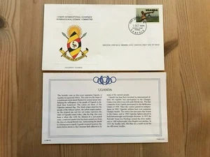 UGANDA 1984 FDC FRANKLIN OLYMPIC GAMES LOS ANGELES ATHLETICS JAVELIN - Picture 1 of 1