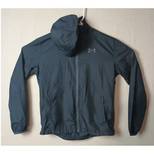 Under Armour Windbreaker Jacket Lightweight Running Hooded Gray Youth Large - Picture 1 of 9