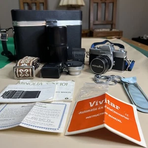 Paquete Minolta SRT 101 con extras y estuche de transporte sin probar 1e0 - Imagen 1 de 24