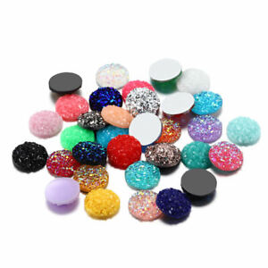 Crystal AB 12mm 30Pcs Flat Back Resin Dotted Round Rhinestone For DIY Decoration