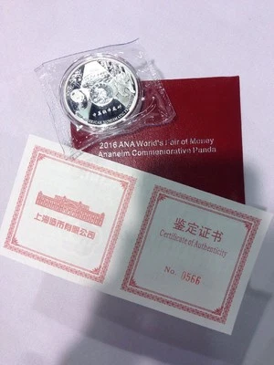 2016 ANA Show China Panda Anaheim Commemorative 1oz Silver 2,000 Minted IN HAND! - Image 1 of 4