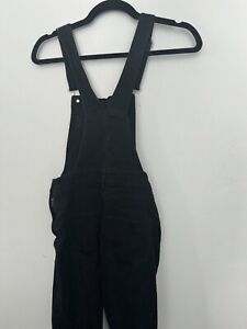 H&M Denim Overalls Womens 6 Skinny Stretch Black Zipper Mid Bib Dark