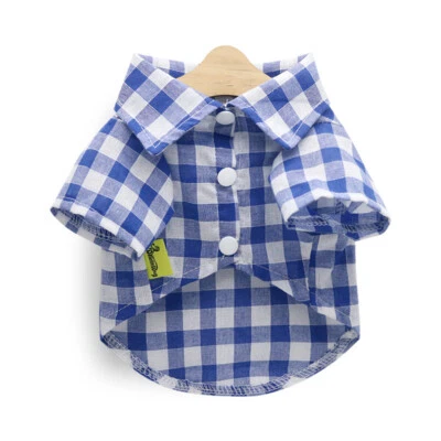 Summer Dog Pet Cat Clothing Plaid Shirt Small Dog Clothes Chihuahua Yorkshire - Image 1 of 4