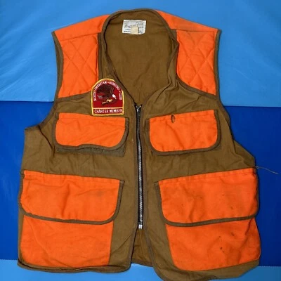 60s 70s American Field Sportswear Orange Canvas Hunting Shooting Vest L Simco - Image 1 of 4