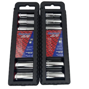 Duralast Metric & SAE Deep Socket Set 6pt. 1/2" Dr. 16pc Color Coded Blue & Red - Foto 1 di 14